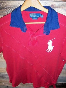Vintage Polo Ralph Lauren Custom Fit Short Sleeve Rugby Shirt Big Pony Large #3 - Picture 1 of 10