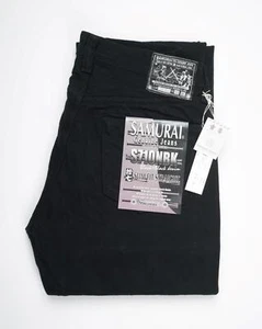 Vaqueros rectos ajustados Samurai $355 negros dobles 17 oz ribete S710NBKII 33 - Imagen 1 de 9