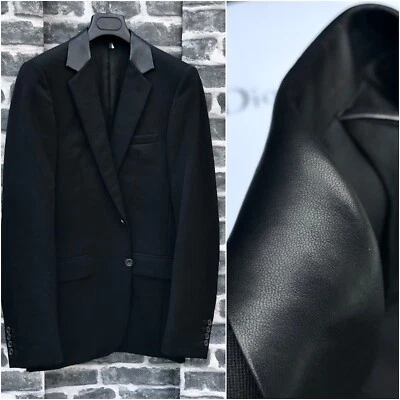 UltraRare & Gorgeous Dior Homme AW04 Hedi Slimane Slim Fit Leather Collar Blazer - Image 1 of 4