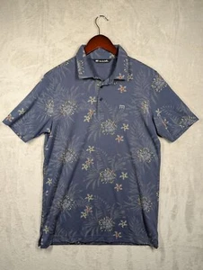 Travis Mathew Calmer Water Floral Golf Men Polo Blue Shirt Size Medium - Picture 1 of 7
