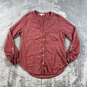 Lucky Brand Shirt Damen mittel korallenstrukturiert gerollte Manschette offen vorne geknöpft - Bild 1 von 7