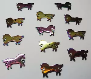 19x12mm Electro-coated Stainless Steel Rainbow Unicorn Links - Set of 6 - Picture 1 of 8