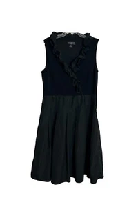 Jessica Howard Evening Womens Black Dress Size 16 Sleeveless Ruffle Collar - Picture 1 of 8