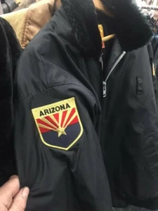 Arizona US Flag Spartan Uniform Outwear Men's Black Winter Coat Fur Collar Sze S - Picture 1 of 4