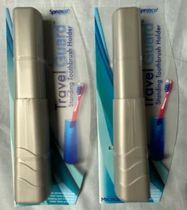 Sprayco Microban Travel Guard Standing Toothbrush Holder Gray Lot of 2 NEW - Picture 1 of 3