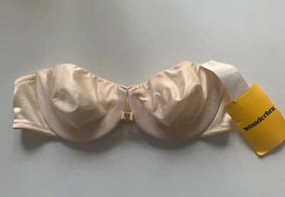 WONDERBRA Bra 36 B STRAPLESS Underwire Lined Ivory Satin 7454 NWT - Image 1 of 4