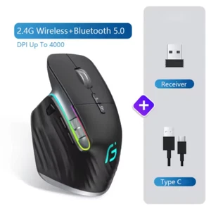 Wireless Mouse Bluetooth 5.0 & 3.0 Mouse 2.4G Rechargeable Four way roller TypeC - Picture 1 of 9