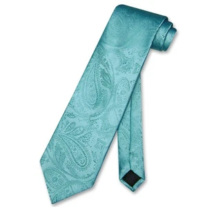 Vesuvio Napoli NeckTie TURQUOISE BLUE Color Paisley Design Mens Neck Tie - Picture 1 of 2