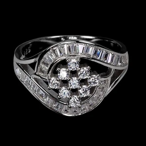 925 Sterling Silver Ring Baguette Simulated Cz Gemstone Jewelry Size 8 - Picture 1 of 13