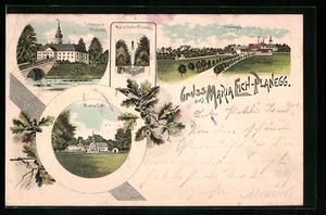 Lithographie Planegg, Maria Eich, Schloss, Ortspanorama 1899 - Picture 1 of 2