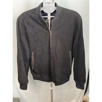 The Jacket Maker Mens XL Shane Bomber Jacket Full Zip Suede Style Black 290 MSRP - Image 1 of 4