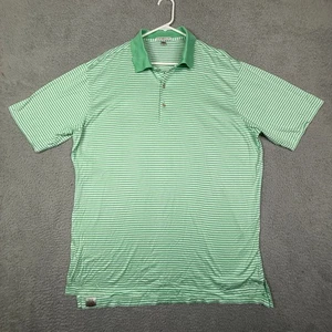 Vintage Peter Millar Mens Golf Polo Shirt XL Green White Stripe Cotton - Picture 1 of 9