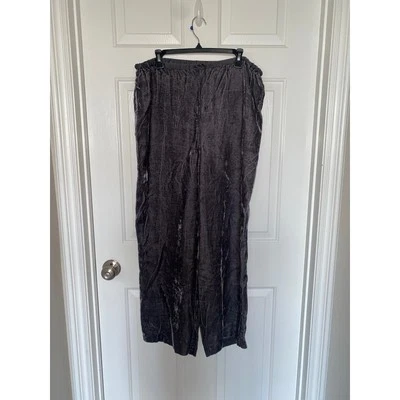 Pantalones de terciopelo aplastado J.Jill pierna ancha cintura elástica gris talla grande Foto 1 de 3