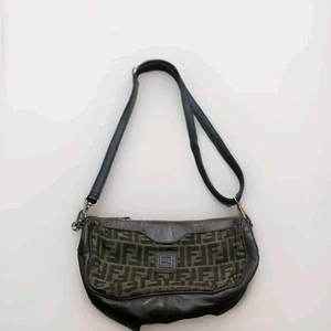 Vintage Fendi SAS Zucca Logo leather Canvas Handbag 80s Designer - Picture 1 of 24