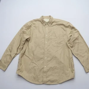 Eddie Bauer Mens Canvas Button Down Shirt Size Large Beige Safari Cotton Y2K - Picture 1 of 6