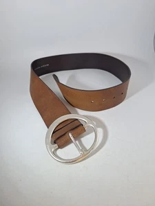 Silpada Designs Womens Large Leather Belt Brown Silver Tone Brass Buckle Country - Picture 1 of 14