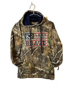 Realtree Mens Camo Pullover Hoodie with Patriotic Print Small - Picture 1 of 6