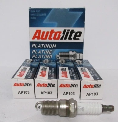 全新 4 件装 Autolite AP103 铂金火花塞 汽车替换件 — 第 1/4 张图片