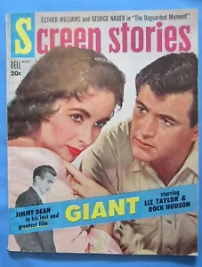 SCREEN STORIES Magazine Nov 1956 Liz Taylor, Rock Hudson, James Dean Giant - Picture 1 of 3