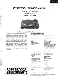ONKYO MODEL CP-1114A AUTOMATIC RETURN PLATTENSPIELER SERVICE MANUAL - Bild 1 von 1