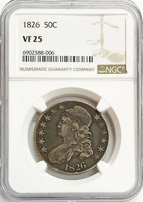 1826 SILVER USA CAPPED BUST 50C HALF DOLLAR COIN NGC VERY FINE 25 - Image 1 of 2