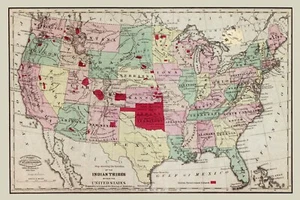 1868 Karte der Indianerstämme in den USA - Bild 1 von 4