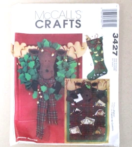 McCalls Crafts Sewing Pattern 3427 Moose Wreath Stocking Christmas Card Holder - Picture 1 of 4