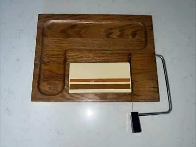 Tabla de cortar rebanadora de queso vintage madera estilo años 70 por Prodyne Enterprises CALI Foto 1 de 4