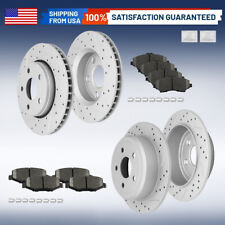 Front Rear Drilled & Slotted Rotors And Brake Pads for 2007 - 2018 Jeep Wrangler