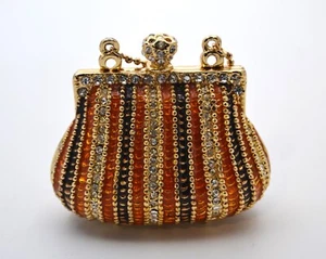 Jeweled Purse Trinket Box. Hand Crafted with Austrian Crystals & Enamel - Picture 1 of 5