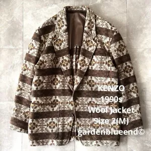 KENZO 90s Wool All-Over Pattern 2-Button Tailored Jacket Relax Fit Made in Japan - Picture 1 of 13
