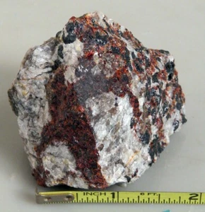 Zincite in Fluorescent Red Calcite Ogdensburg NJ Mineral Specimen - Picture 1 of 3