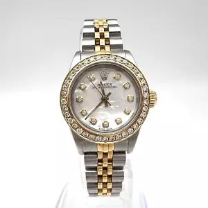 Ladies 1988 Rolex 67193 Cal.2130 MOP & Diamond Dial/Bezel 2 Tone Wrist Watch. 68 - Picture 1 of 22