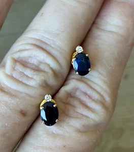 Vintage 14K Sapphire and diamond Earrings NICE! - Picture 1 of 7