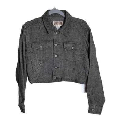 Women Cropped tweed Jacket  brown button down collared  Sz. Lrg NWT  - Image 1 of 4