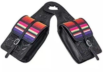 Tough-1 Antique Serape Leather Tooled Horn Bag 61-7465 - Image 1 of 2