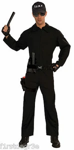 BLACK S.W.A.T. JUMPSUIT SWAT JUMPSUIT ADULT HALLOWEEN COSTUME SIZE STANDARD - Picture 1 of 1