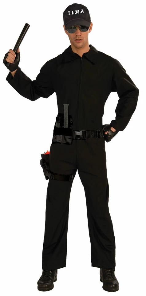 BLACK S.W.A.T. JUMPSUIT SWAT JUMPSUIT ADULT HALLOWEEN COSTUME SIZE STANDARD - Image 1 of 1