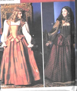 Elizabethan Tudor Renaissance Blouse Bum Roll Skirt Costume Sew Pattern 14-20 UC - Picture 1 of 5