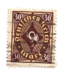 Germany 1922 SC: 183 Coachhorn 30mk Brown Yellow Used Stamp - Bild 1 von 1