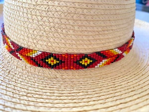 Western Beaded Hat Band Cowboy Cowgirl Hatband Multicolor Southwest Color Unisex - Picture 1 of 7