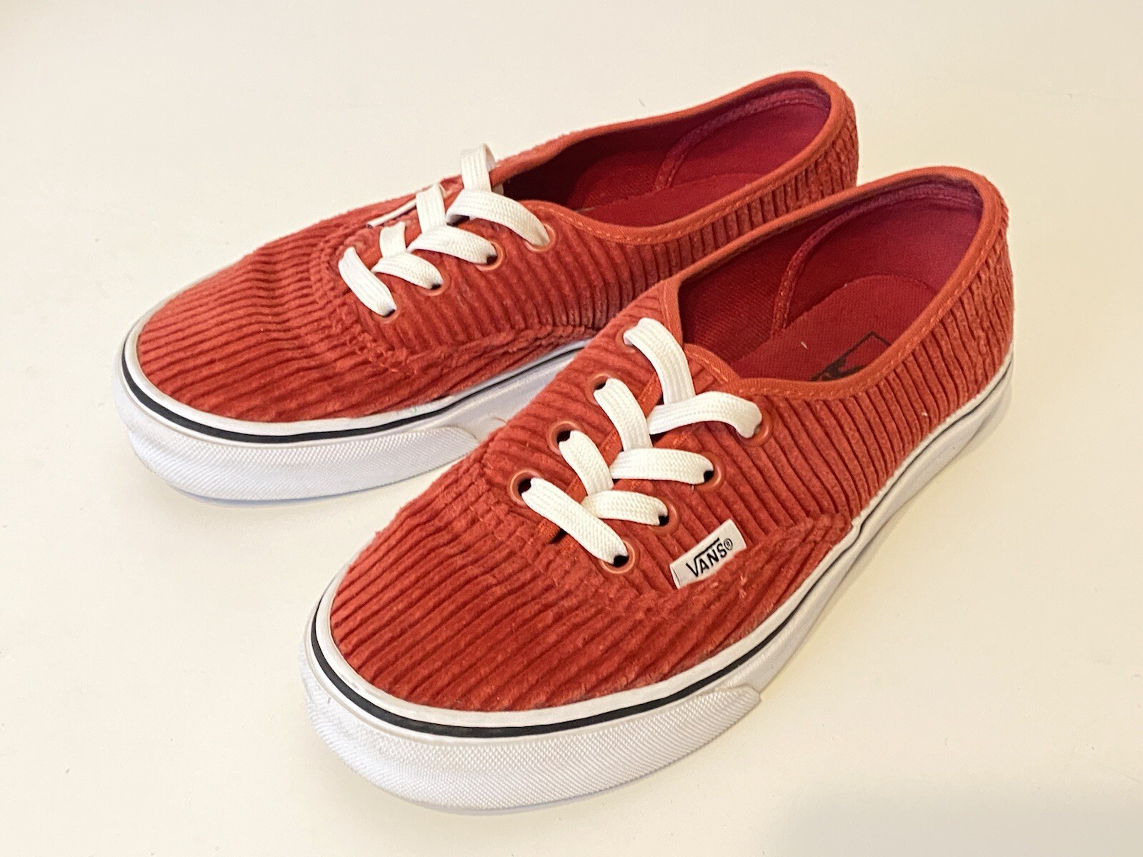 Red Corduroy Lace Up Boat Shoes Womens 