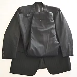 Stafford 46L 38x32 Black Stripe Hartmarx 100% Wool Mens Jacket Pants Suit - Picture 1 of 12