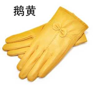 Women Real Lambskin Leather Gloves Fleece Lined Winter Driving Warm Soild Gloves - Picture 1 of 51