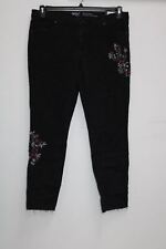 MOSSIMO LADIES MID-RISE SKINNY EMBROIDERED JEANS, BLACK, 16/33/R - NEW WITHOUT T