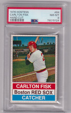 CARLTON FISK 1976 HOSTESS BASEBALL CARD HAND CUT PSA GRADED 8 RED SOX