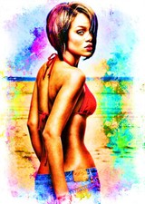 Rihanna Musician Celebrity Sexy Model 2/10 Fine Art Print Card By:Q