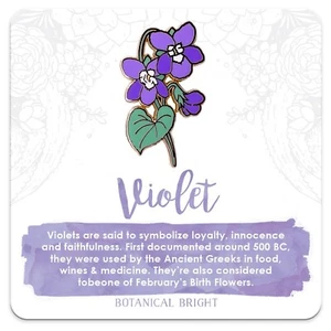 Pin Esmalte Violeta - Flor Nacimiento Febrero - Base Chapada en Oro - Imagen 1 de 3