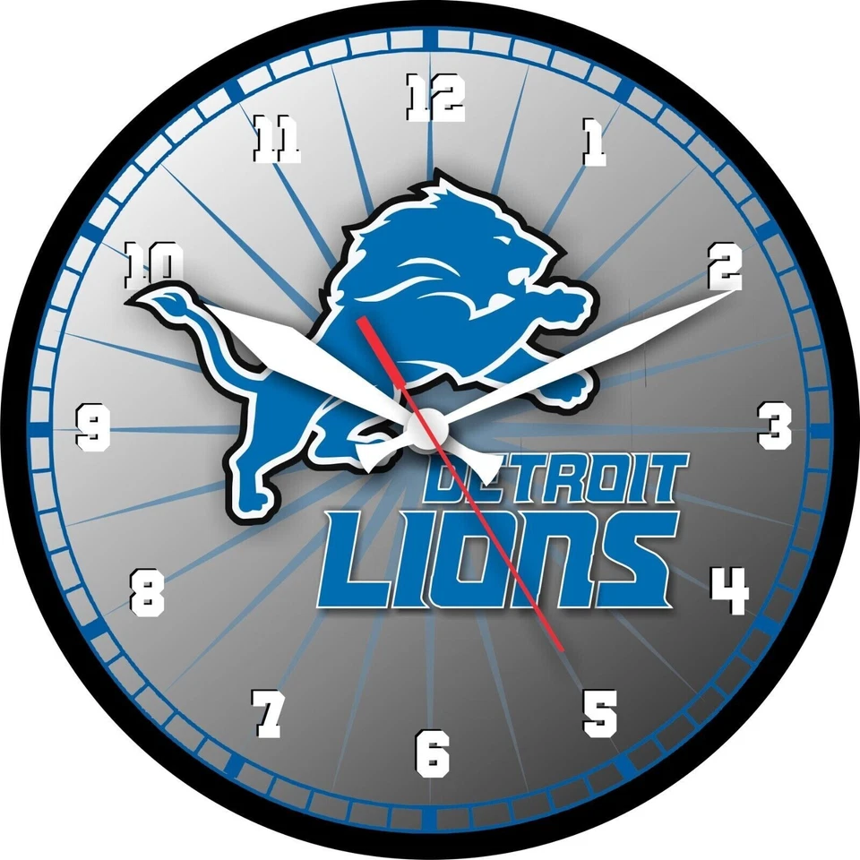 CLOCKS AND CABOODLE 12.25" Detroit Lions NFL Football Wall Clock 0724