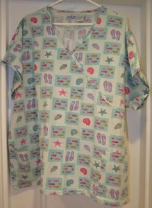 SCRUB FISHS STARS SHELLS THONGS FLIPFLOPS 3XL BLUE WHITE PINK PURPLE 3100942 - Picture 1 of 3